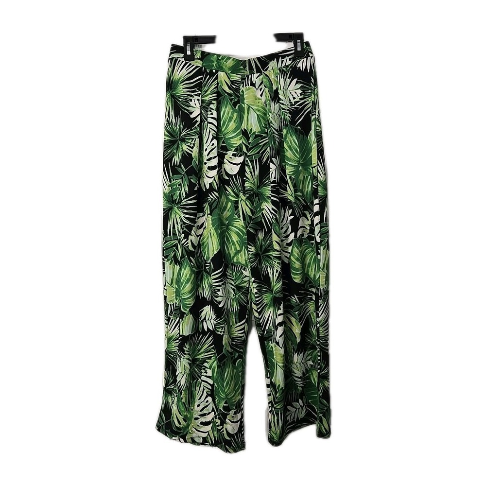 PHILOSOPHY Wide Leg Floral PALM TROPICAL Pull On Pants PLEATED Women's Medium